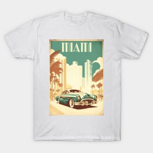 Miami Vintage Travel Art Poster T-Shirt
